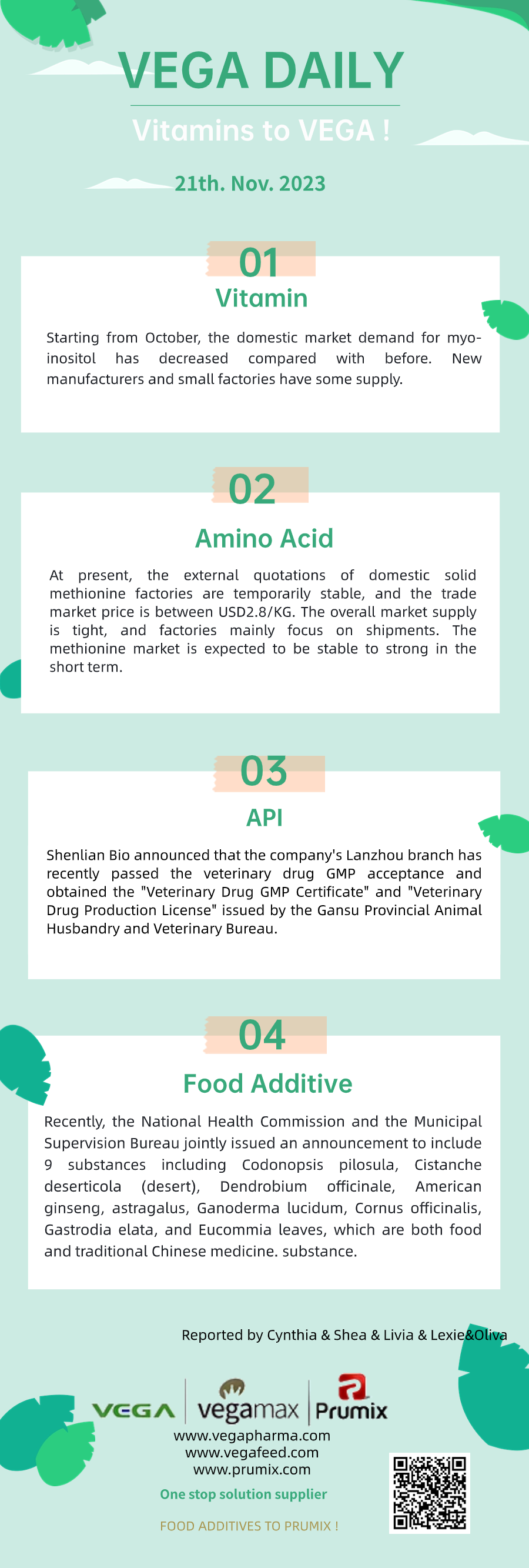 Vega Daily Dated on Nov 21st 2023 Vitamin Amino Acid API Food Additives.png